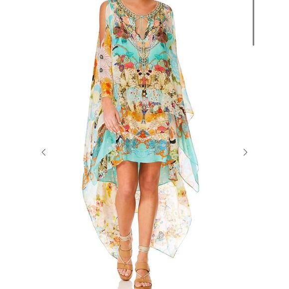 ❌SOLD❌ $849 Camilla 100% silk Retro’s Rainbow Long Sheer Overlay Dress coverup - Picture 16 of 16